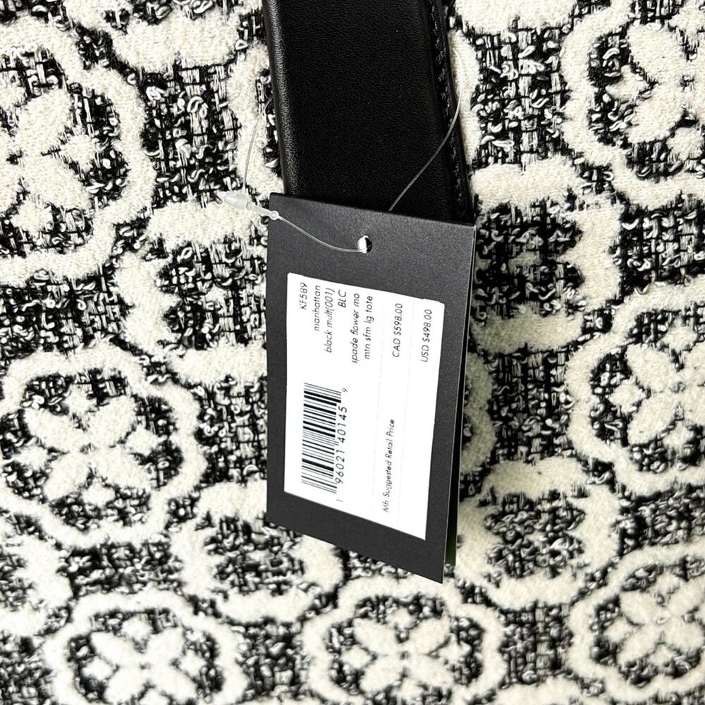 NWT Kate Spade Manhattan Spade Flower Monogram Tweed Large Tote Purse - Picture 12 of 12